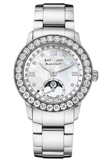 Blancpain Ladybird Quantieme Complet Mother of Pearl White Gold Diamond Ladies Watch - 2360 1991A 75A