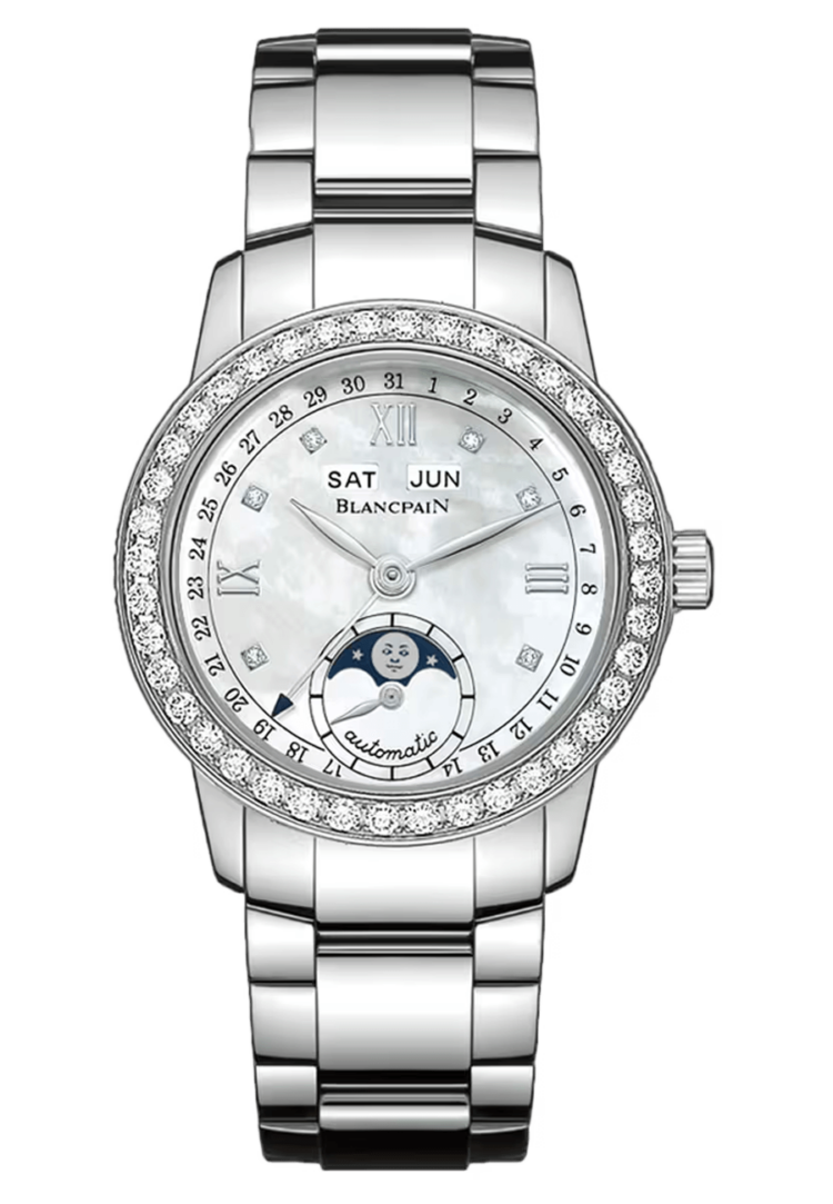 Blancpain Ladybird Quantieme Complet Mother of Pearl Diamond Steel Ladies Watch - 2360 4691A 71A