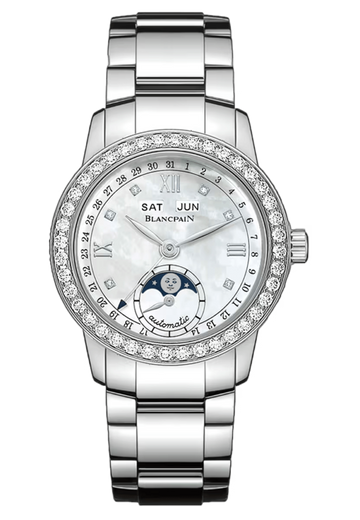 Blancpain Ladybird Quantieme Complet Mother of Pearl Diamond Steel Ladies Watch - 2360 4691A 71A