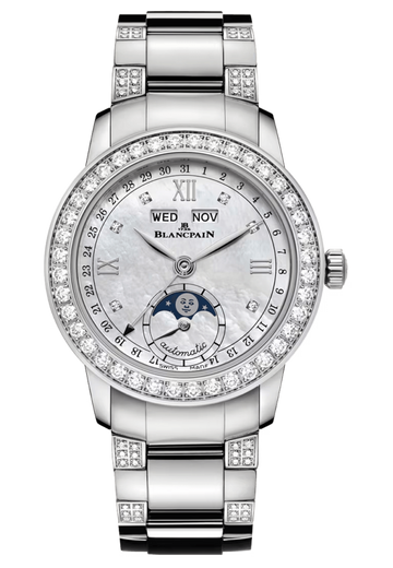 Blancpain Ladybird Quantieme Complet Mother of Pearl Steel Diamond Ladies Watch - 2360 4691A 87B