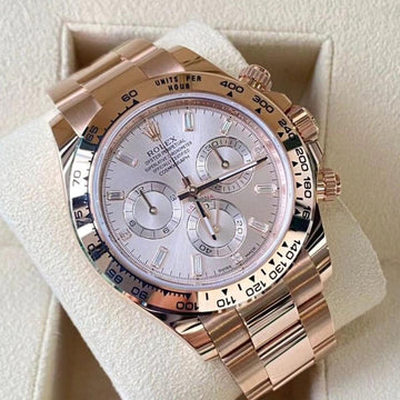 Rolex Daytona NEW 2023 Daytona ROSE GOLD SUNDUST BAGUETTE 116505