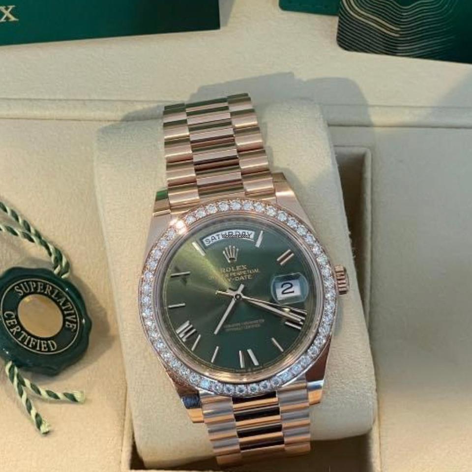 Rolex Day-Date 40 NEW 2024 Day-Date 40 Olive Dial FACTORY DIAMOND BEZEL 228345RBR