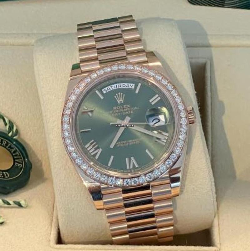 Rolex Day-Date 40 NEW 2024 Day-Date 40 Olive Dial FACTORY DIAMOND BEZEL 228345RBR