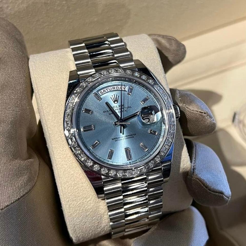 Rolex Day-Date 40 NEW 2023 Day-Date 40 ICE BLUE FACTORY BEZEL 228396TBR