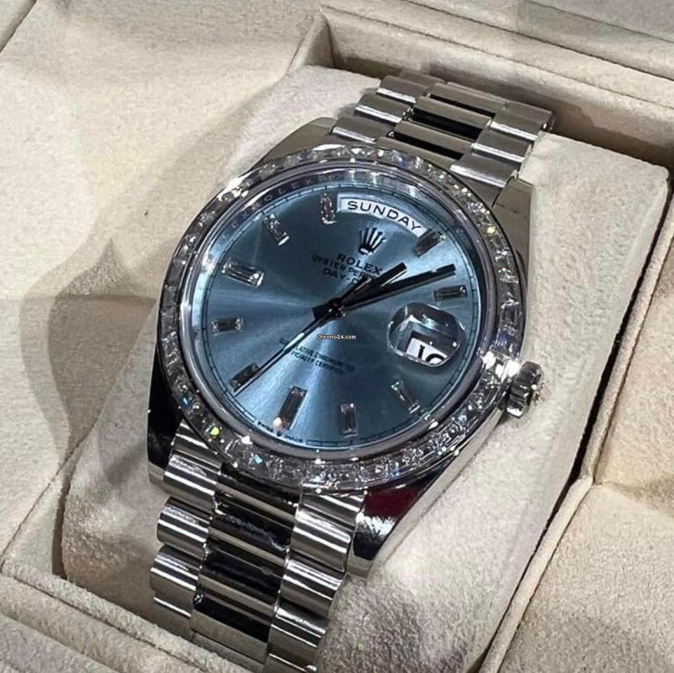 Rolex Day-Date 40 NEW 2023 Day-Date 40 ICE BLUE FACTORY BEZEL 228396TBR