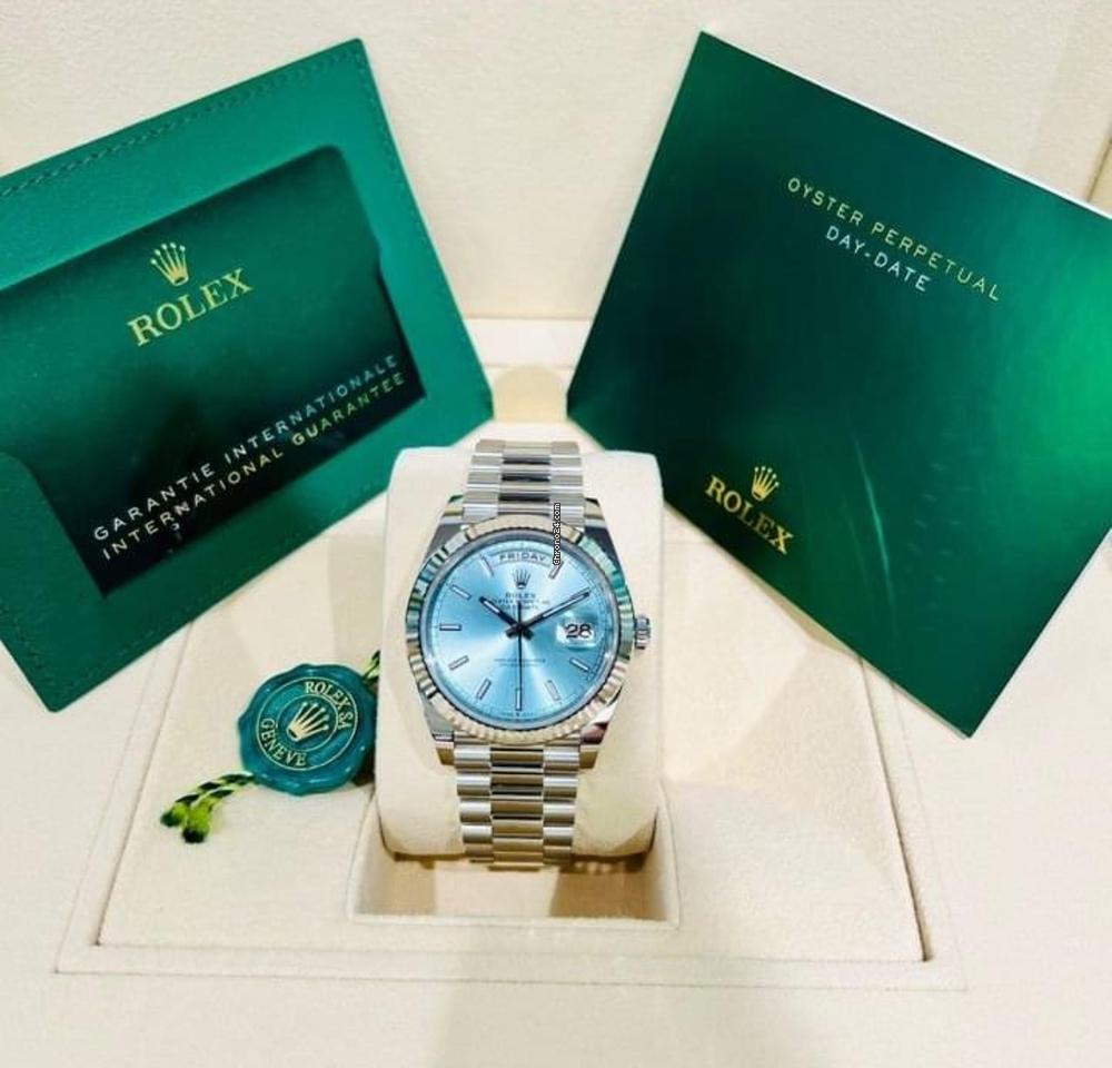 Rolex Day-Date 40 NEW 2024 Day-Date 40 ICE BLUE INDEX 228236