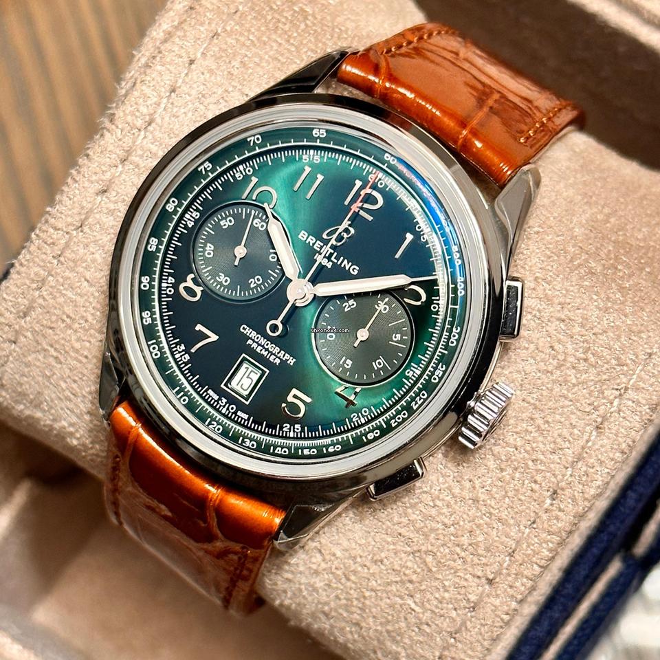 Breitling NEW 2024 Premier B01 Chronograph 42 Stainless GREEN DIAL