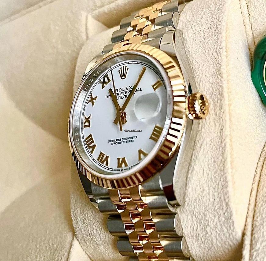 Rolex Datejust 36 NEW 2023 Datejust 36 WHITE ROMAN DIAL JUBILEE 18KT Yellow Gold 126233