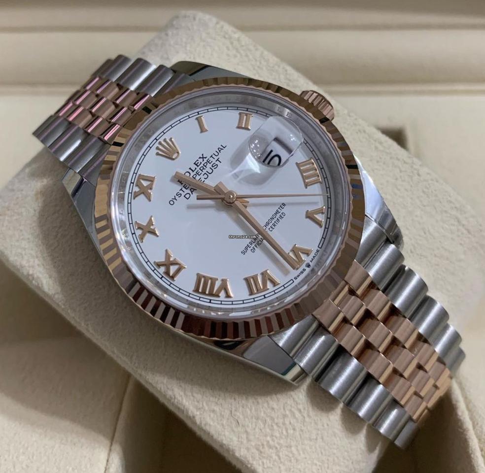 Rolex Datejust 36 NEW 2023 Datejust 36 WHITE ROMAN JUBILEE Rose Gold 126231