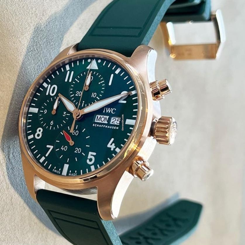 IWC Pilot Chronograph NEW 2024 Pilot's Watch Chronograph 41 18KT ROSE GOLD GREEN DIAL IW388110