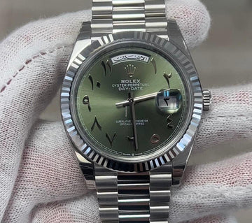 Rolex Day-Date 40 NEW 2023 Day-Date 40 PLATINUM OLIVE ARABIC NUMERALS