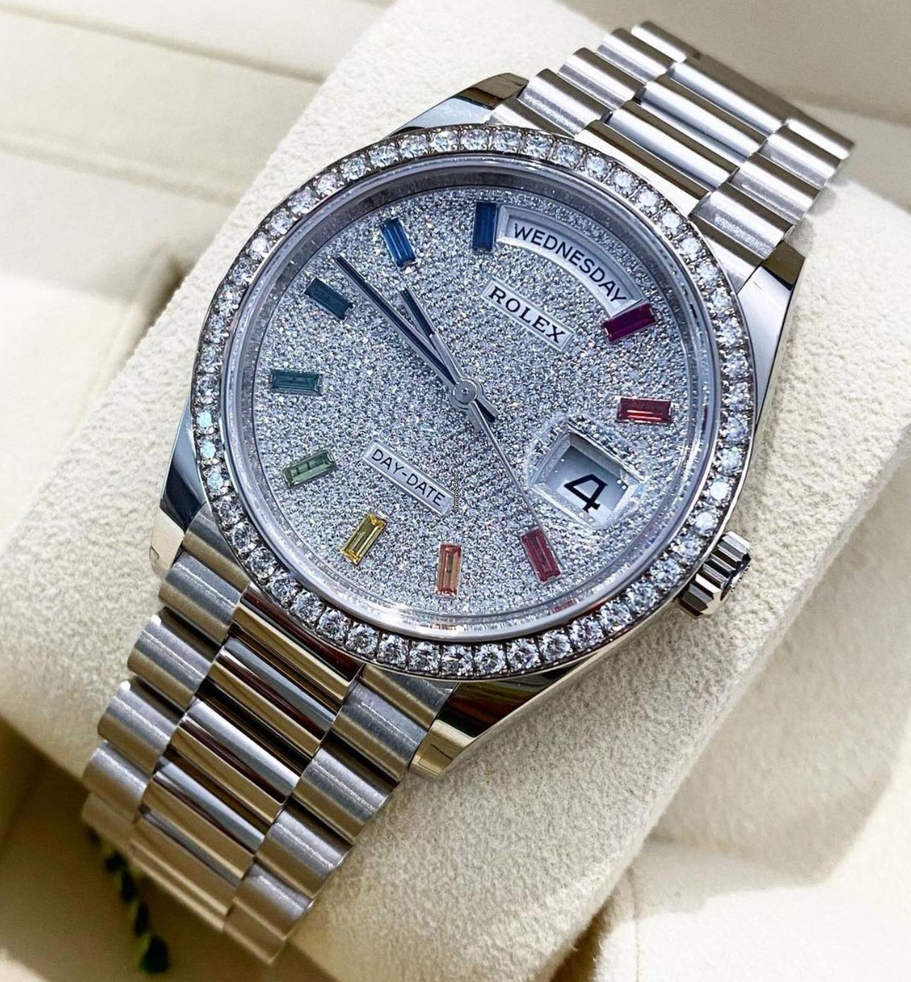Rolex Day-Date 36 NEW 2023 Day-Date 36 PAVE RAINBOW DIAL 128349RBR