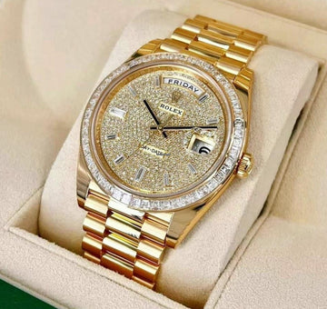 Rolex Day-Date 40 NEW 2023 Day-Date 40 PAVE DIAMOND BAGUETTE BEZEL 228398TBR