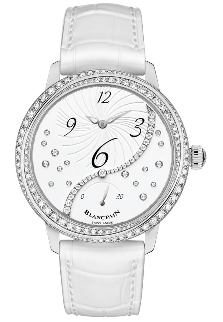 Blancpain Ladybird Heure Decentree White Alligator Diamond Ladies Watch - 3650A 4528 55B