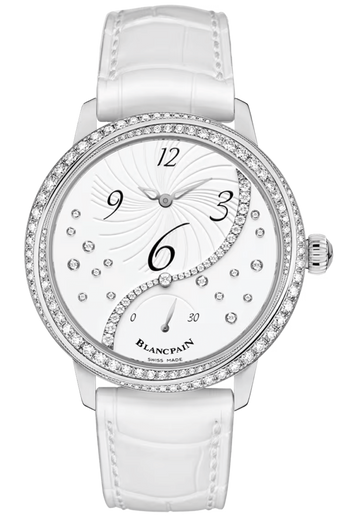 Blancpain Ladybird Heure Decentree White Alligator Diamond Ladies Watch - 3650A 4528 55B