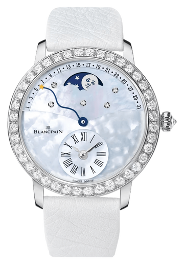 Blancpain Ladybird Quantieme Retrograde Diamond White Gold Ostrich Ladies Watch - 3653 1954L 58B
