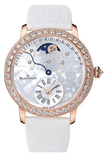 Blancpain Ladybird Quantieme Retrograde Diamond Red Gold Ostrich Ladies Watch - 3653 2954 58B