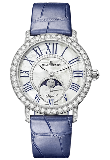 Blancpain Ladybird Colors Phases de Lune White Gold Blue Alligator Ladies Watch - 3662 1954 55B