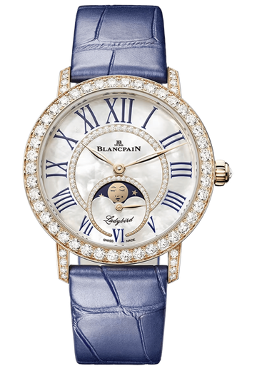 Blancpain Ladybird Colors Phases de Lune Red Gold Blue Alligator Ladies Watch - 3662 2954 55B