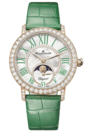 Blancpain Ladybird Colors Phases de Lune Red Gold Green Alligator Ladies Watch - 3662B 2954 55B