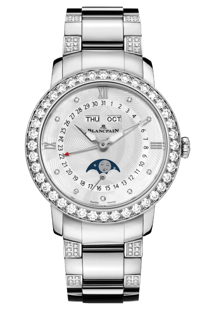 Blancpain Ladybird Quantieme Complet Steel Diamonds Ladies Watch - 3663 4654L 87B