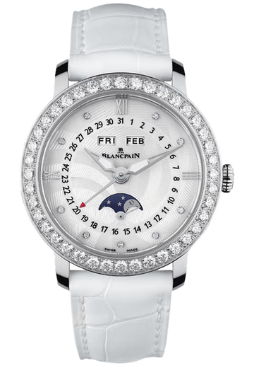 Blancpain Ladybird Quantieme Complet Diamond White Alligator Ladies Watch - 3663A 4654 55B