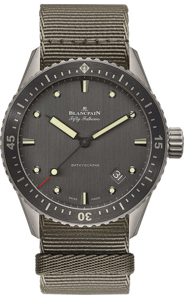 Blancpain Fifty Fathoms Bathyscaphe Titanium Grey NATO Men's Watch - 5000 1210 NAGA