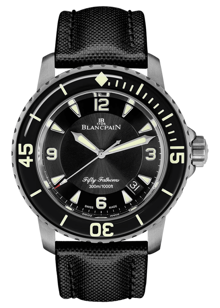 Blancpain Fifty Fathoms Automatique Titanium Black Sail-Canvas Men's Watch - 5015 12B30 B52B