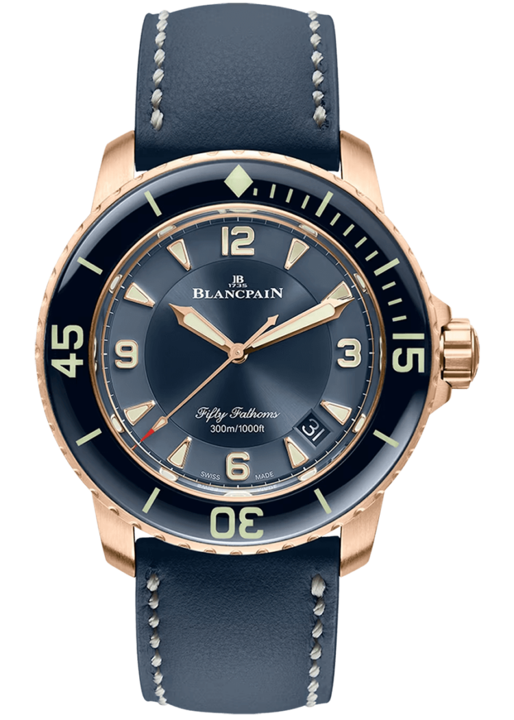 Blancpain Fifty Fathoms Automatique Red Gold Barennia Leather Men's Watch - 5015 3603C 63B