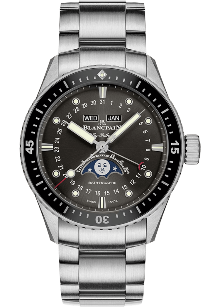 Blancpain Fifty Fathoms Bathyscaphe Quantieme Complet Phases de Lune Steel Men's Watch - 5054 1110 71S