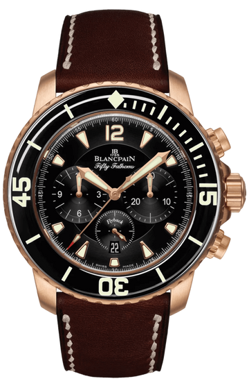 Blancpain Fifty Fathoms Chronographe Flyback Red Gold Leather Men's Watch - 5085FA 3630 63B