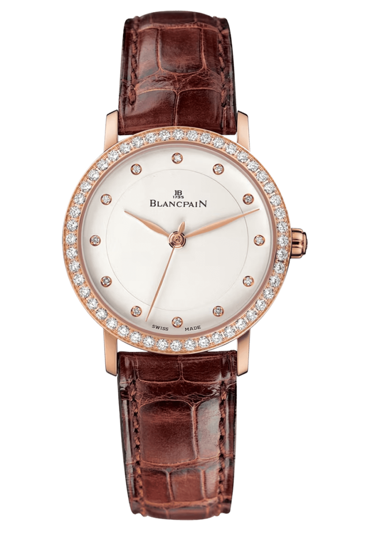 Blancpain Villeret Ultraplate Red Gold Diamond Brown Alligator Ladies Watch - 6102 2987 55A