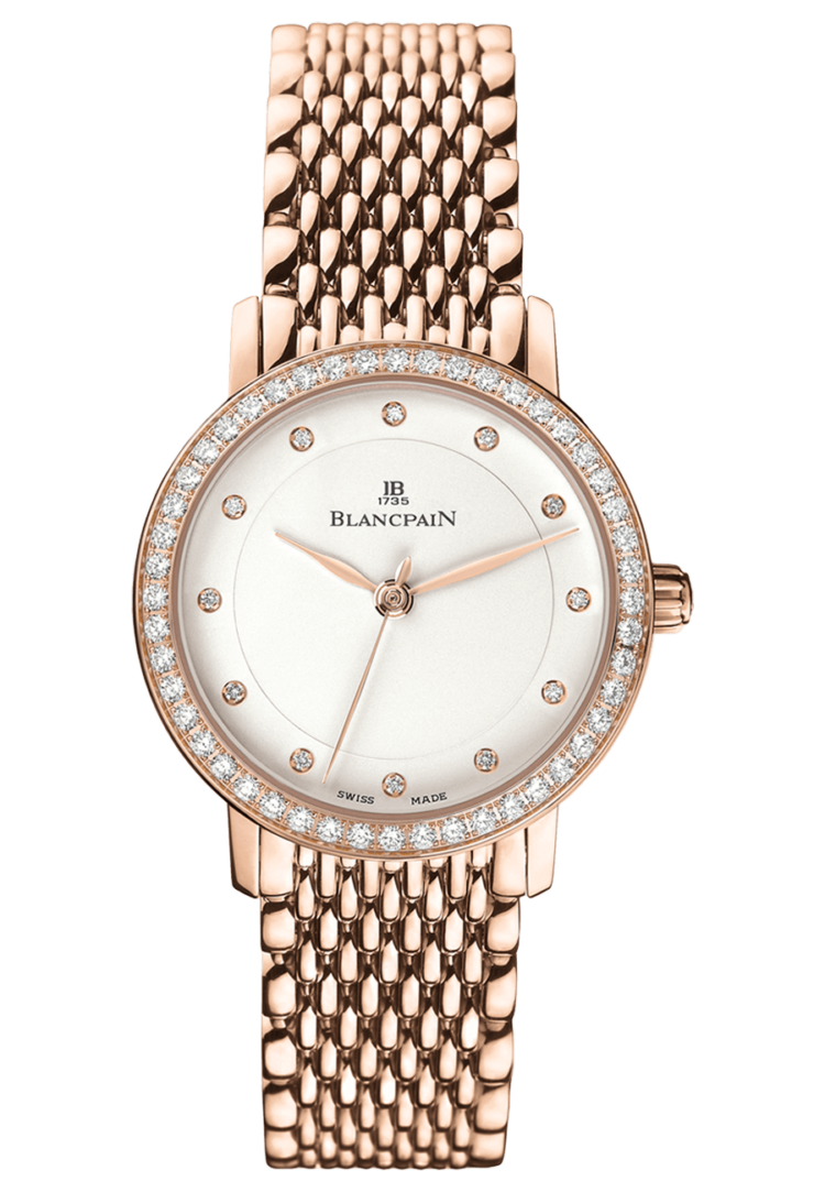 Blancpain Villeret Ultraplate Red Gold Mille Mailles Diamond Ultra-Slim Ladies Watch - 6102 2987 MMB