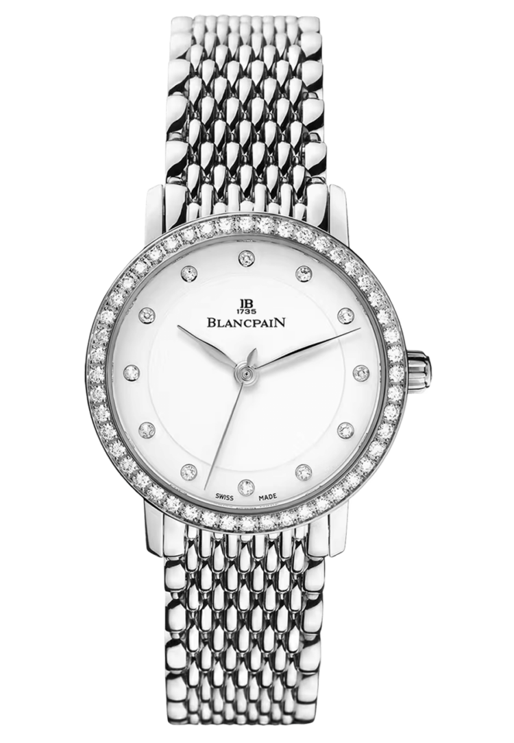 Blancpain Villeret Ultraplate Steel Mille Mailles Diamond Ultra-Slim Ladies Watch - 6102 4628 MMB