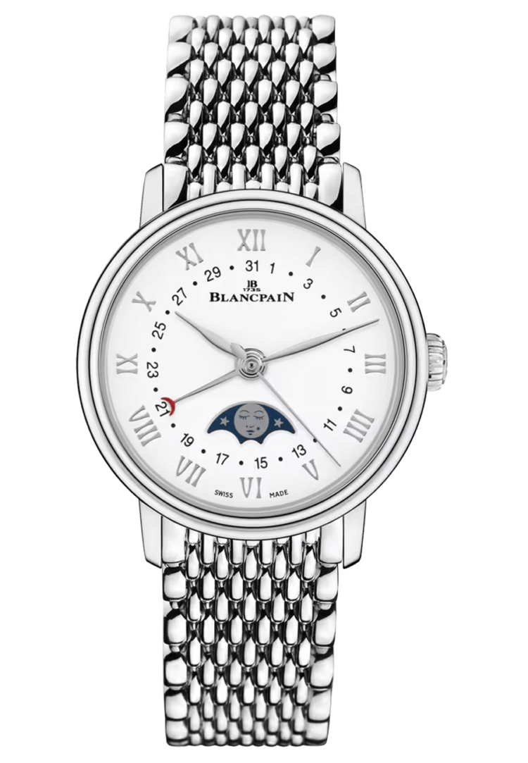 Blancpain Villeret Quantieme Phases de Lune Steel Mille Mailles Ladies Watch - 6106 1127 MMB