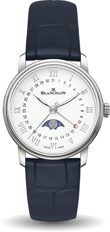 Blancpain Villeret Quantieme Phase de Lune Blue Alligator Ladies Watch - 6126 1127 55B