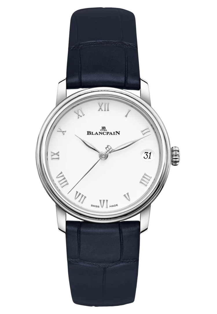 Blancpain Villeret Women Date Ultra-Slim Blue Alligator Ladies Watch - 6127 1127 55B