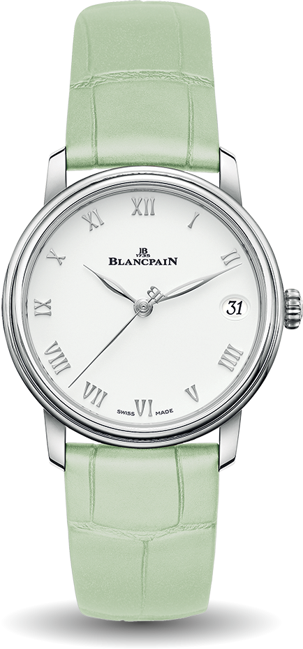 Blancpain Villeret Women Date Ultra-Slim Green Alligator Ladies Watch - 6127 1127 95A