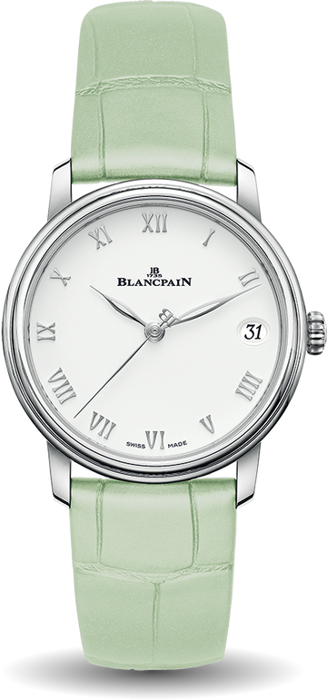 Blancpain Villeret Women Date Ultra-Slim Green Alligator Ladies Watch - 6127 1127 95A