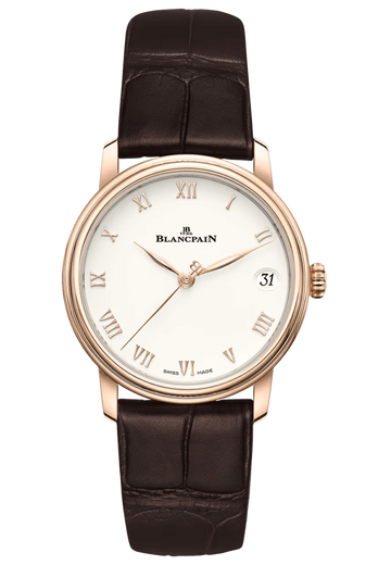 Blancpain Villeret Women Date Red Gold Ultra-Slim Alligator Ladies Watch - 6127 3642 55B