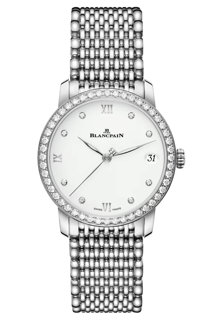 Blancpain Villeret Women Date Steel Mille Mailles Diamond Ultra-Slim Ladies Watch - 6127 4628 MMB