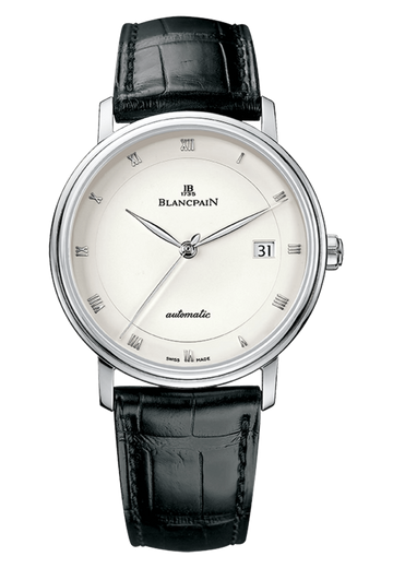 Blancpain Villeret Ultraplate Date Ultra-Slim White Gold Black Alligator Men's Watch - 6223 1542 55A