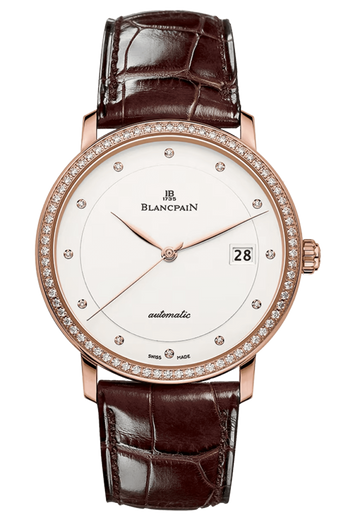 Blancpain Villeret Ultraplate Date Ultra-Slim Red Gold Diamond Alligator Men's Watch - 6223 2987 55B