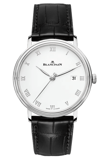 Blancpain Villeret Ultraplate Date Steel Ultra-Slim Black Alligator Men's Watch - 6224 1127 55B