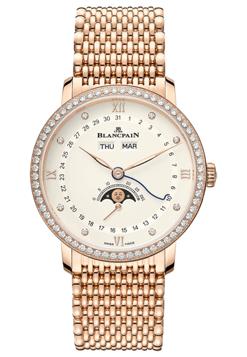 Blancpain Villeret Quantieme Complet Opalin Diamond Red Gold Men's Watch - 6264 2987 MMB