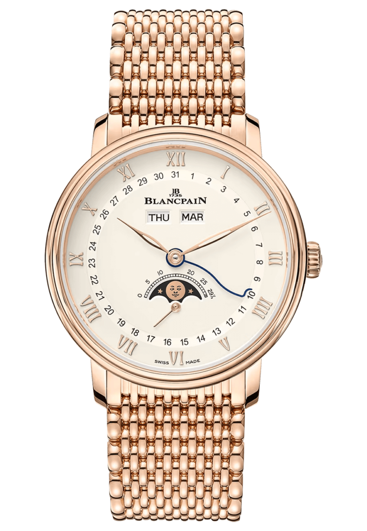 Blancpain Villeret Quantieme Complet Opalin Red Gold Men's Watch - 6264 3642 MMB