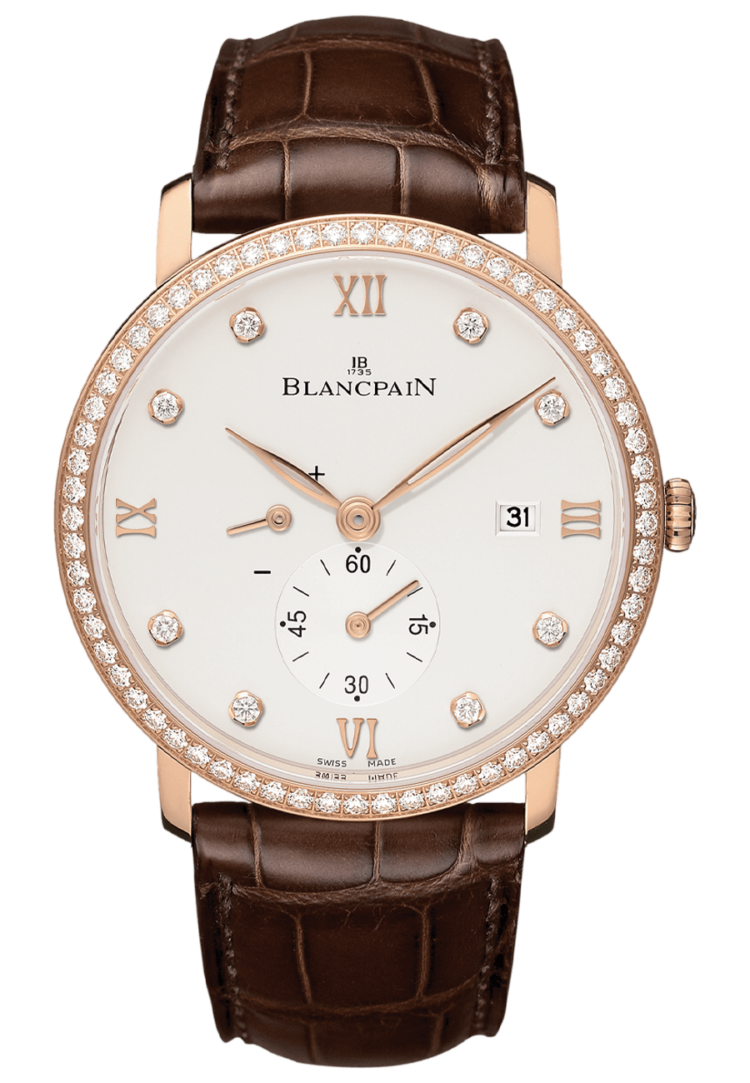 Blancpain Villeret Ultraplate Power Reserve Red Gold Diamond Alligator Men's Watch - 6606 2987 55B