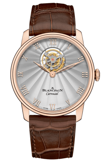 Blancpain Villeret Carrousel Volant Une Minute Red Gold Alligator Men's Watch - 66228 3642 55B