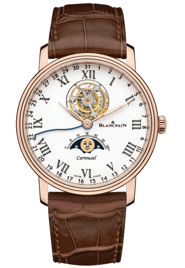 Blancpain Villeret Carrousel Phases de Lune Red Gold Alligator Men's Watch - 6622L 3631 55B