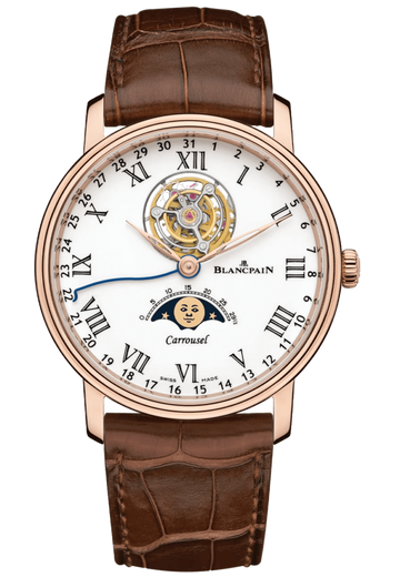 Blancpain Villeret Carrousel Phases de Lune Red Gold Alligator Men's Watch - 6622L 3631 55B